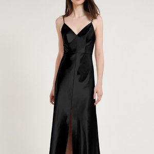 Jenny Yoo Black Satin Crepe Dina Dress Size 4